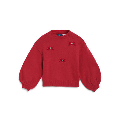 Girls Medium Red Embellished Pullover